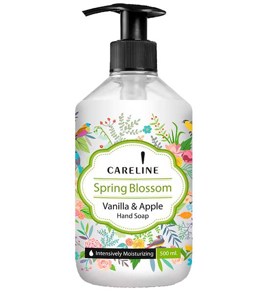 Жидкое мыло для рук "Весенние цветы" с ароматом Ванили и Яблока Careline, 500мл