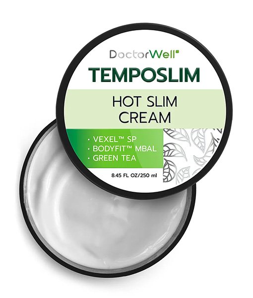 Крем для тела разогревающий "TempoSlim" антицеллюлитный крем, для похудения, термоэффект с кофеином для упругости кожи, горячее обертывание, лимфодренажный эффект DoctorWell, 250мл