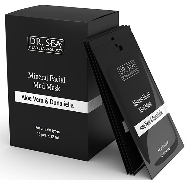 Минерально-грязевая маска для лица с экстрактами Алоэ Вера и Дуналиеллы, для всех типов кожи, 12 ml, 1 саше, "DR. SEA"