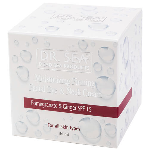 Увлажняющий и укрепляющий крем для кожи лица, глаз и шеи с экстрактом граната и имбиря SPF 15 "DR. SEA"